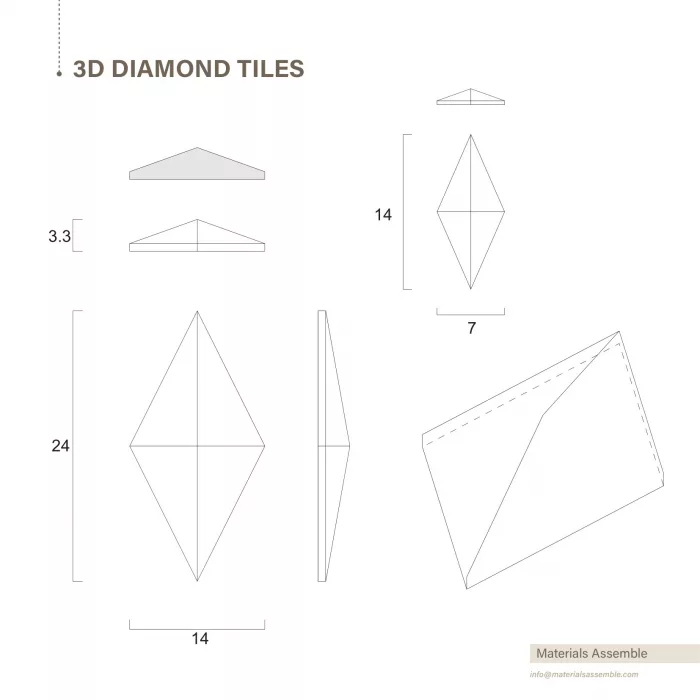 3D Diamond Tiles - Salt & Pepper - Image 3