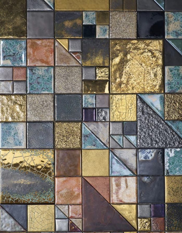 Square tile Gold 18kt Hand decoration - Image 5