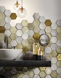 Hexagon Tiles Bianchi Misti Oro