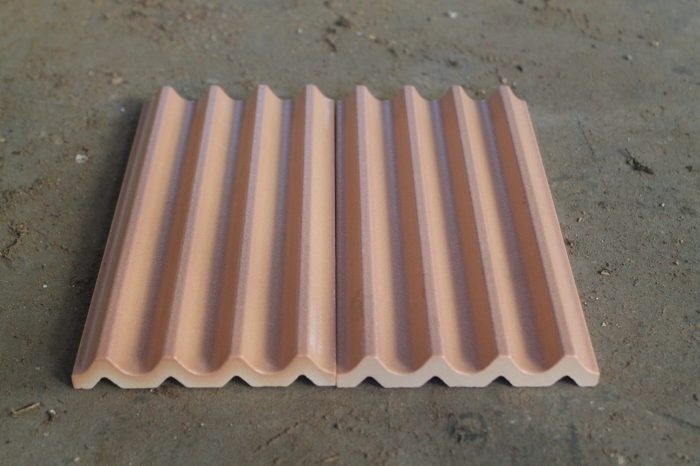 Fluted Ceramic Tile Salmon Matt - Image 7